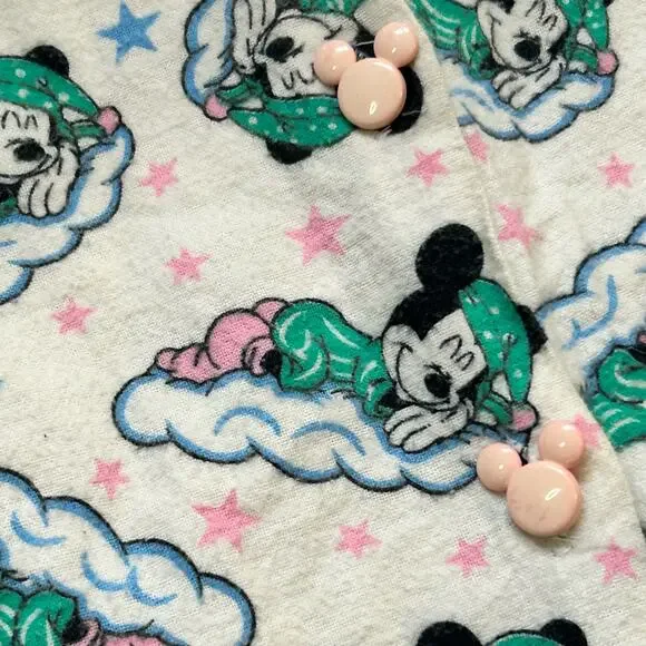 Vintage Disney Mickey Unlimited Pajamas Bodysuit One Piece Sleeping Mickey Small - Picture 4 of 13
